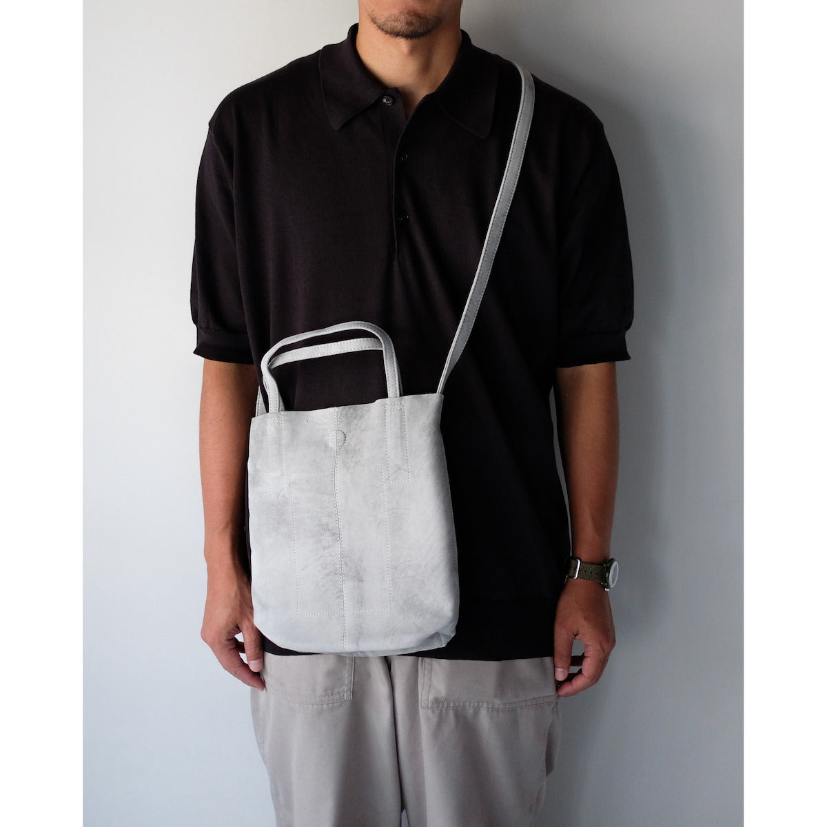 morphee / 2way Small Tote(L Shoulder) / Antique Suede Light Grey