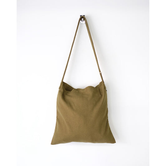 THREAD-LINE / Linen Cotton Flat Shoulder / KHAKI