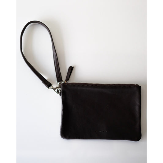 morphee / STRAP LEATHER POUCH / Dark Choco