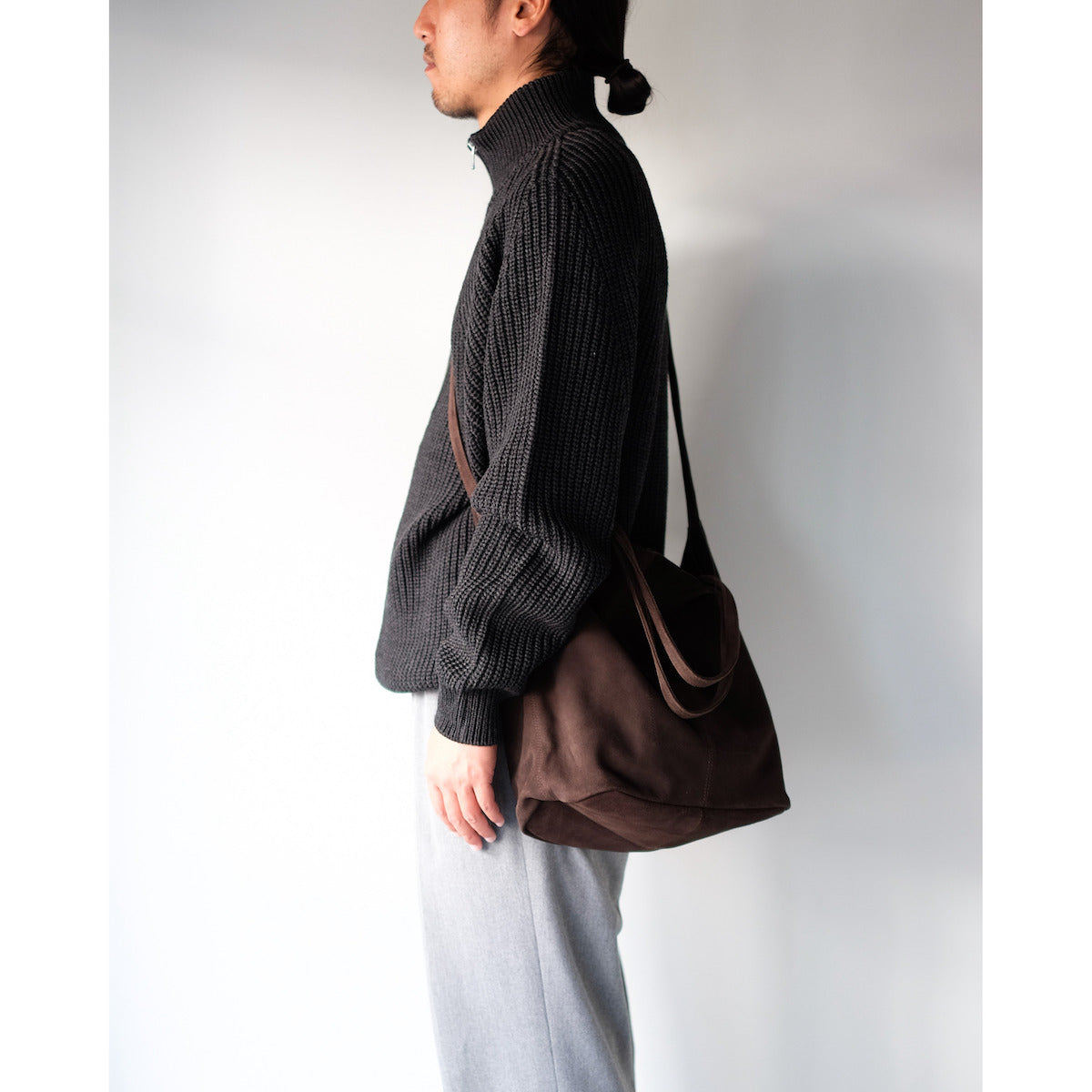 morphee / 3way Medium Tote(L Shoulder) / Oiled Suede Dark Choco