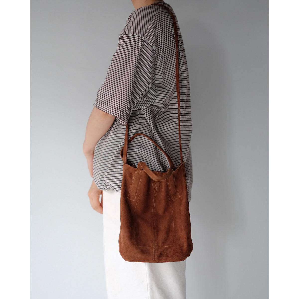 morphee / 2way Small Tote / Oiled Suede Brown