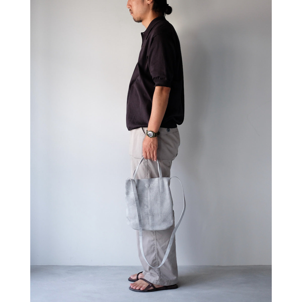 morphee / 2way Small Tote(L Shoulder) / Antique Suede Light Grey