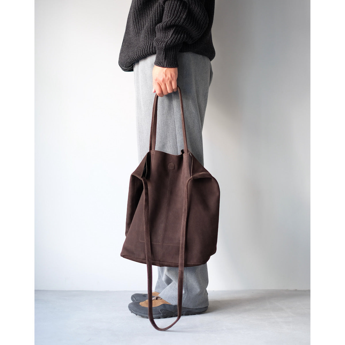 morphee / 3way Medium Tote(L Shoulder) / Oiled Suede Dark Choco
