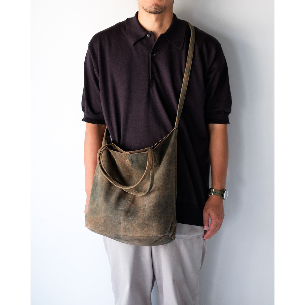 morphee / 3way Medium Tote(L Shoulder) / Antique Suede Rust Brown