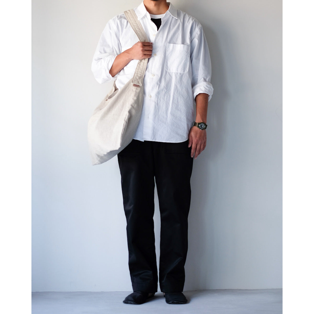 THREAD-LINE / Linen Cotton Flat Shoulder / BEIGE