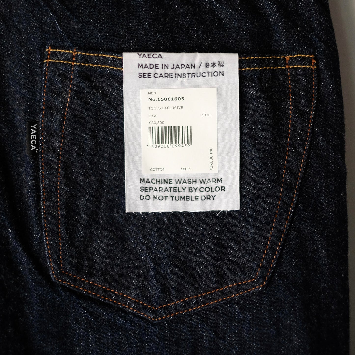 YAECA exclusive for TOOLS / Regular Denim Pant / INDIGO
